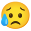 Sad But Relieved Face emoji, Google design