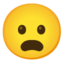 Frowning Face with Open Mouth emoji, Google design