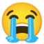 Loudly Crying Face on Google