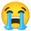 Loudly Crying Face emoji on Android
