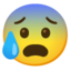 Download Anxious Face with Sweat emoji, Google style