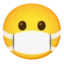 Face with Medical Mask emoji, Google design