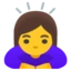 Woman Bowing emoji, Google design