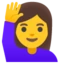 Woman Raising Hand emoji, Google design