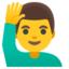 Man Raising Hand emoji, Google design