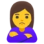 Woman Pouting emoji, Google design