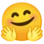 Smiling Face with Open Hands emoji, Google design