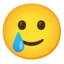 Smiling Face with Tear emoji on Android
