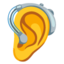Ear with Hearing Aid emoji, Google design