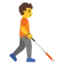 Person With White Cane Facing Right emoji, Google design