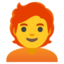 Download Person Red Hair emoji, Google style