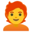 Person Red Hair emoji, Google design