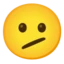 Face With Diagonal Mouth emoji, Google design
