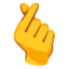 Hand with Index Finger and Thumb Crossed emoji, Google design