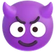 Smiling Face with Horns emoji, Microsoft design