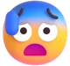 Anxious Face with Sweat emoji, Microsoft design