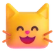 Grinning Cat with Smiling Eyes emoji, Microsoft design