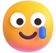 Smiling Face with Tear emoji, Microsoft design