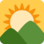 Sunrise Over Mountains emoji, Twitter / X design