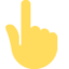 Backhand Index Pointing Up emoji, Twitter / X design