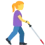 Woman With White Cane Facing Right emoji, Twitter / X design