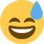 Grinning Face with Sweat emoji, Twitter / X design