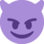 Download Smiling Face with Horns emoji, Twitter / X style