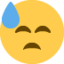 Downcast Face with Sweat emoji, Twitter / X design