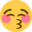 Kissing Face with Closed Eyes emoji, Twitter / X design