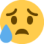 Sad But Relieved Face emoji, Twitter / X design