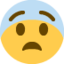 Download Fearful Face emoji, Twitter / X style