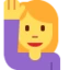 Woman Raising Hand emoji, Twitter / X design