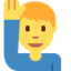 Man Raising Hand emoji, Twitter / X design