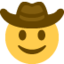 Cowboy Hat Face emoji, Twitter / X design