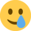 Download Smiling Face with Tear emoji, Twitter / X style