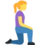 Woman Kneeling Facing Right emoji, Twitter / X design