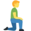 Man Kneeling Facing Right emoji, Twitter / X design