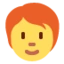 Person Red Hair emoji, Twitter / X design