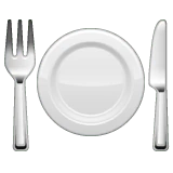 Fork and Knife with Plate emoji, WhatsApp design