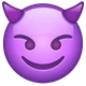 Smiling Face with Horns emoji, WhatsApp design