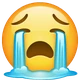 Loudly Crying Face emoji, WhatsApp design