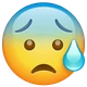 Anxious Face with Sweat emoji, WhatsApp design