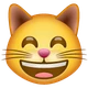 Grinning Cat with Smiling Eyes emoji, WhatsApp design