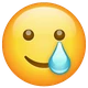 Smiling Face with Tear emoji, WhatsApp design