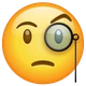 Face with Monocle emoji, WhatsApp design