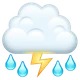 Cloud with Lightning and Rain emoji, WhatsApp design