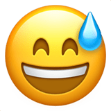 Grinning Face with Sweat emoji, Apple, iOS 16.4
