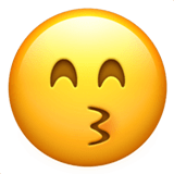 Kissing Face with Smiling Eyes emoji, Apple, iOS 16.4