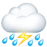 Cloud with Lightning and Rain emoji, Apple, iOS 16.4