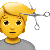 Person Getting Haircut emoji, Apple, iOS 17.4